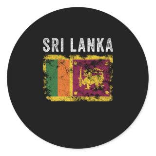 Sri Lanka Flag Vintage - Sri Lankan Flag Classic Round Sticker