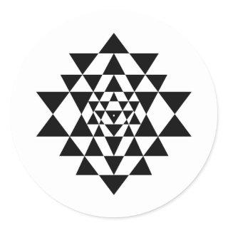 Sri Yantra Black & White Round Sticker