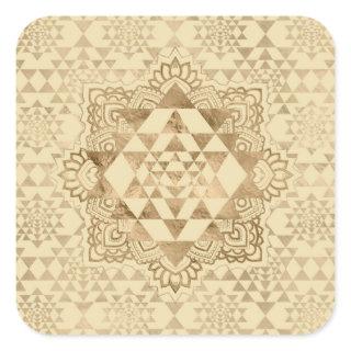 Sri Yantra  / Sri Chakra Pastel Gold Square Sticker