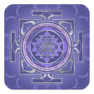 Sri Yantra  / Sri Chakra Purple and Silver Square Sticker