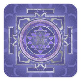 Sri Yantra  / Sri Chakra Purple and Silver Square Sticker