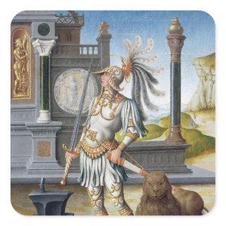 St. Adrian in Armour in an Open Landscape Square Sticker