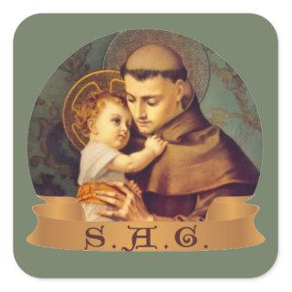 St. Anthony Guide Catholic Baby Jesus S.A.G. Square Sticker
