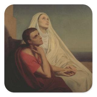 St. Augustine and his mother St. Monica, 1855 Square Sticker