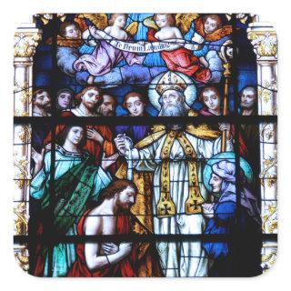 St. Augustine Stained Glass Square Sticker