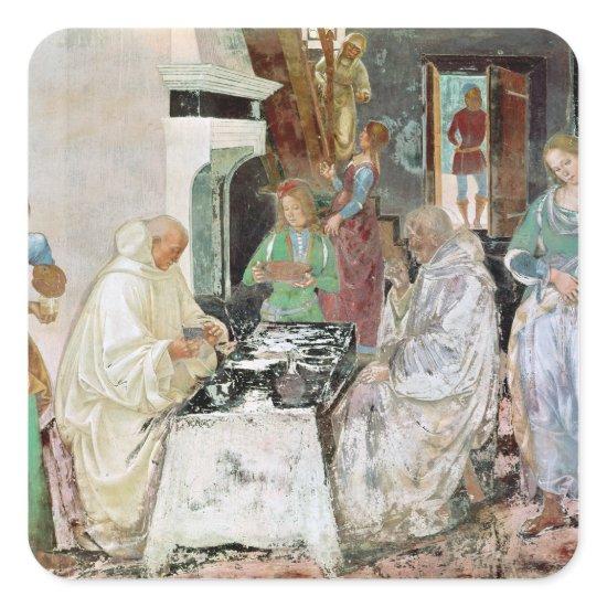 St. Benedict receiving hospitality Square Sticker