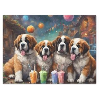 St Bernard Puppies and Milkshakes Tissue Paper