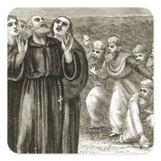 St. Columba chanting, and attacked by the Druids, Square Sticker