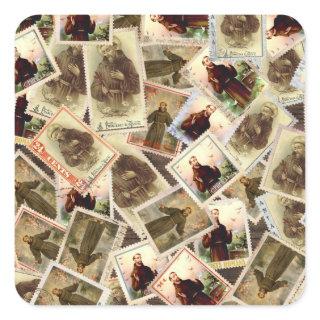 St. Francis of Assisi Postage Stamps Square Sticker