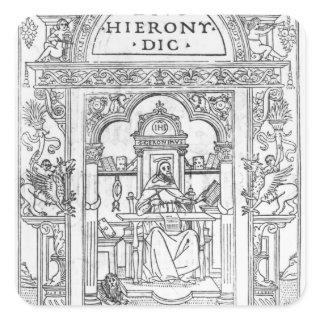 St. Jerome in his Study Square Sticker