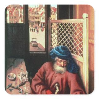 St. Joseph Portrayed as a Medieval Carpenter Square Sticker