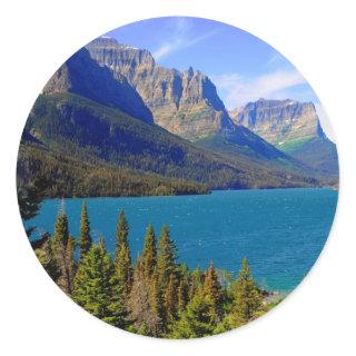 St. Mary Lake,  Glacier National Park,  Montana Classic Round Sticker