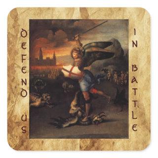 St Michael and the Dragon ,brown parchment Square Sticker