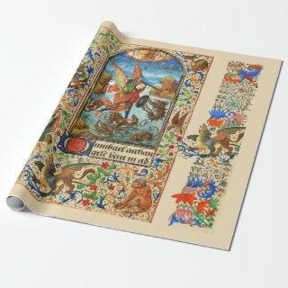 ST. MICHAEL ARCHANGEL AND DRAGON Flemish Miniature
