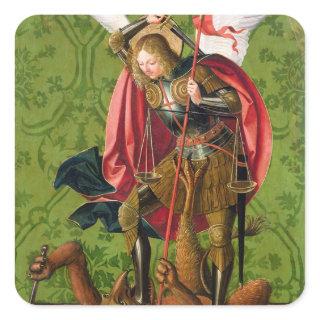 St. Michael Killing the Dragon Square Sticker