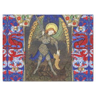 St. Michael the Archangel with Devil , Red Dragons Tissue Paper