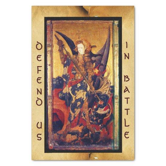 St. Michael Vanquishing Devil as Medieval Knight  Tissue Paper