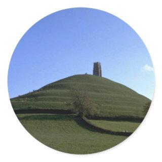 St. Michael's Chapel and tor, Glastonbury, Somerse Classic Round Sticker