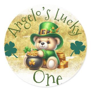 St.Patrick’s Day Bear Pot Gold Birthday Lucky One Classic Round Sticker