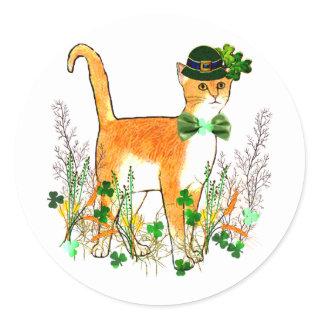 St. Patrick's Day Cat Classic Round Sticker