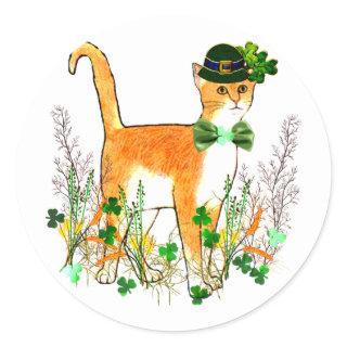 St. Patrick's Day Cat Classic Round Sticker