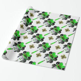 ST PATRICK'S DAY CAT,LEPRECHAUN HAT AND SHAMROCKS