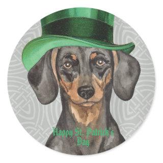 St. Patrick's Day Dachshund Classic Round Sticker