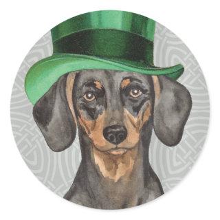 St. Patrick's Day Dachshund Classic Round Sticker