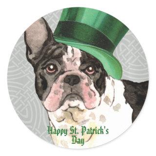 St. Patrick's Day French Bulldog Classic Round Sti Classic Round Sticker