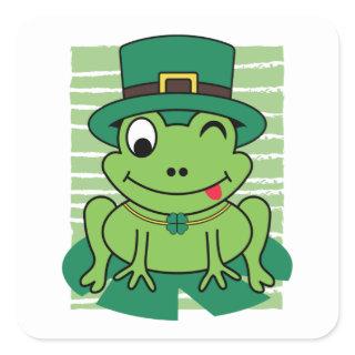St. Patrick's Day Frog Lucky Shamrock Square Sticker