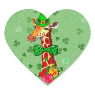 St. Patrick's Day Giraffe Heart Sticker