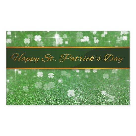 St. Patrick's Day Glitter Shamrock Rectangular Sticker