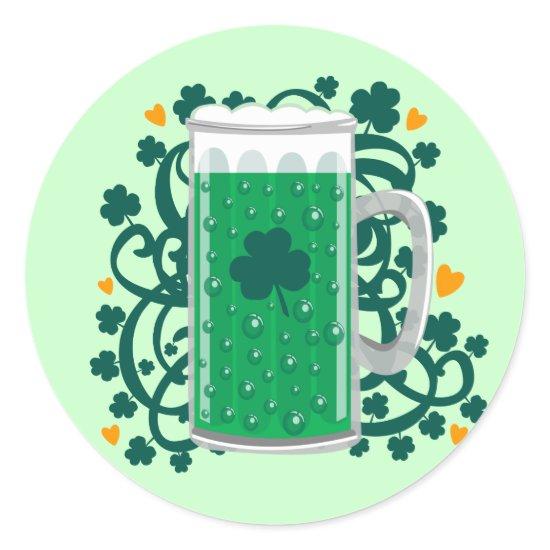 St. Patrick's Day Green Beer Classic Round Sticker