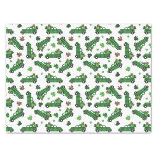 St Patricks Day Green Plaid Truck Clover Leaf  Tissue Paper