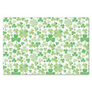 St Patricks Day Green Watercolour Shamrock Pattern Tissue Paper