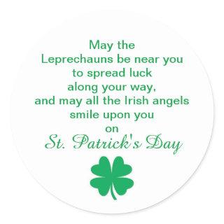 St. Patrick's Day Irish Blessing for Good Luck Classic Round Sticker