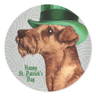 St. Patrick's Day Irish Terrier Classic Round Stic Classic Round Sticker