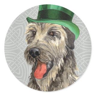 St. Patrick's Day Irish Wolfhound Classic Round Sticker