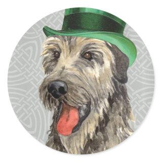 St. Patrick's Day Irish Wolfhound Classic Round Sticker