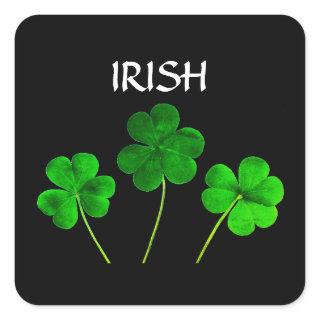 St Patrick's Day Iriss Shamrock Leaves Green 2021 Square Sticker
