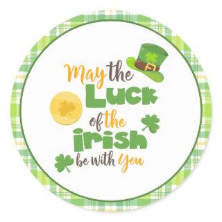St Patrick's Day Luck of the Irish Plaid Classic Round Sticker