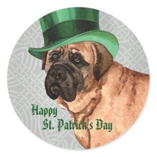 St. Patrick's Day Mastiff Classic Round Sticker
