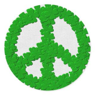 St Patrick's Day Peace Sign Classic Round Sticker