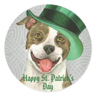 St. Patrick's Day Pit Bull Classic Round Sticker