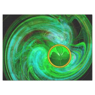 ST PATRICKS DAY SHAMROCK IN BLUE GREEN FRACTALS TISSUE PAPER