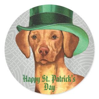 St. Patrick's Day Vizsla Classic Round Sticker