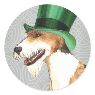 St. Patrick's Day Wire Fox Terrier Classic Round Sticker