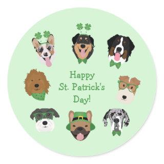St Patricks Dog Face Pattern Classic Round Sticker