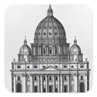 St. Peter's, Rome, engraved by C. Campbell Square Sticker