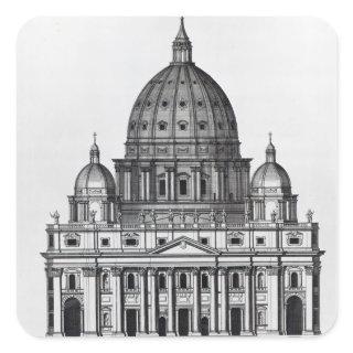 St. Peter's, Rome, engraved by C. Campbell Square Sticker